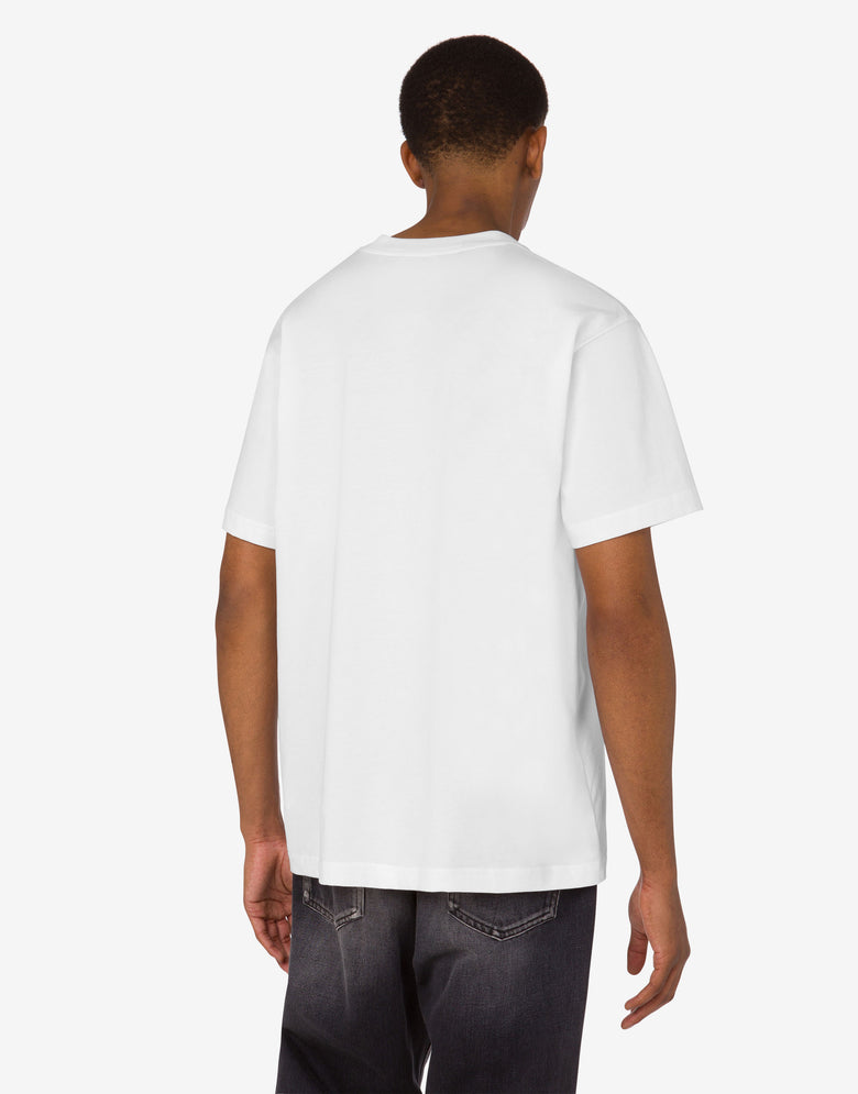 T-shirt in jersey di cotone organico stampata Bianco Moschino 3