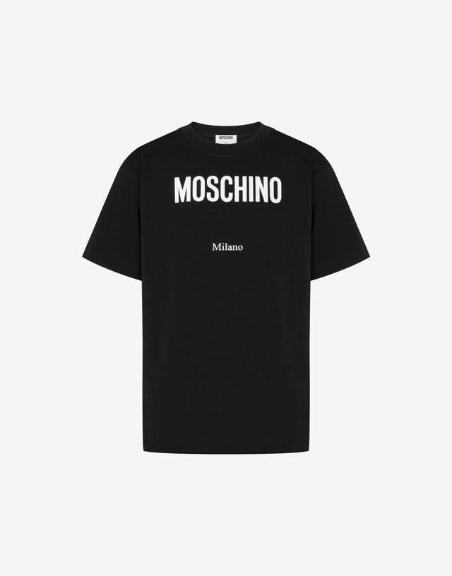 Printed organic cotton jersey T-shirt Black Moschino 0