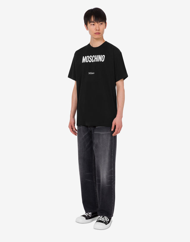 Printed organic cotton jersey T-shirt Black Moschino 1