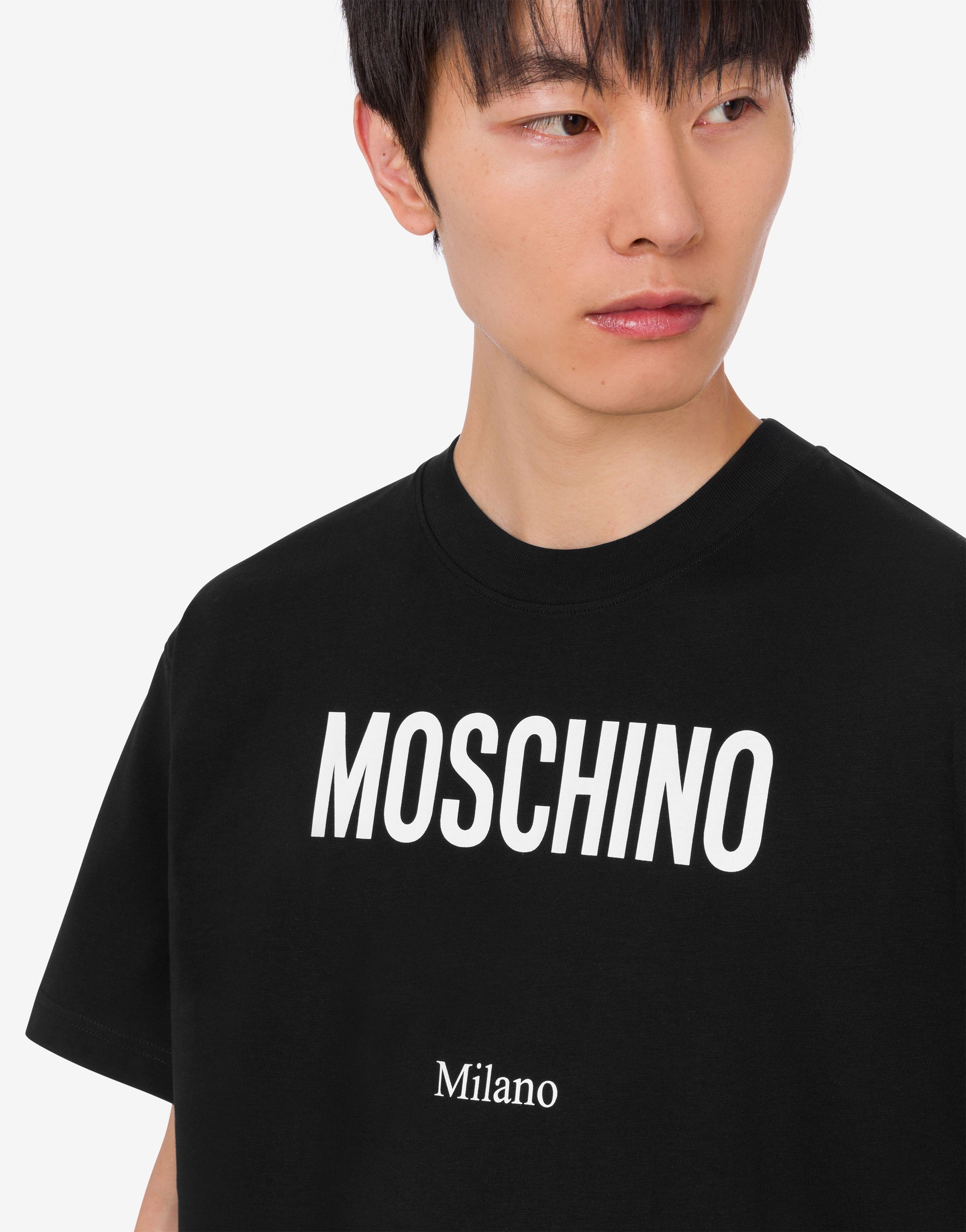 T-shirt in jersey di cotone organico stampata Moschino IT