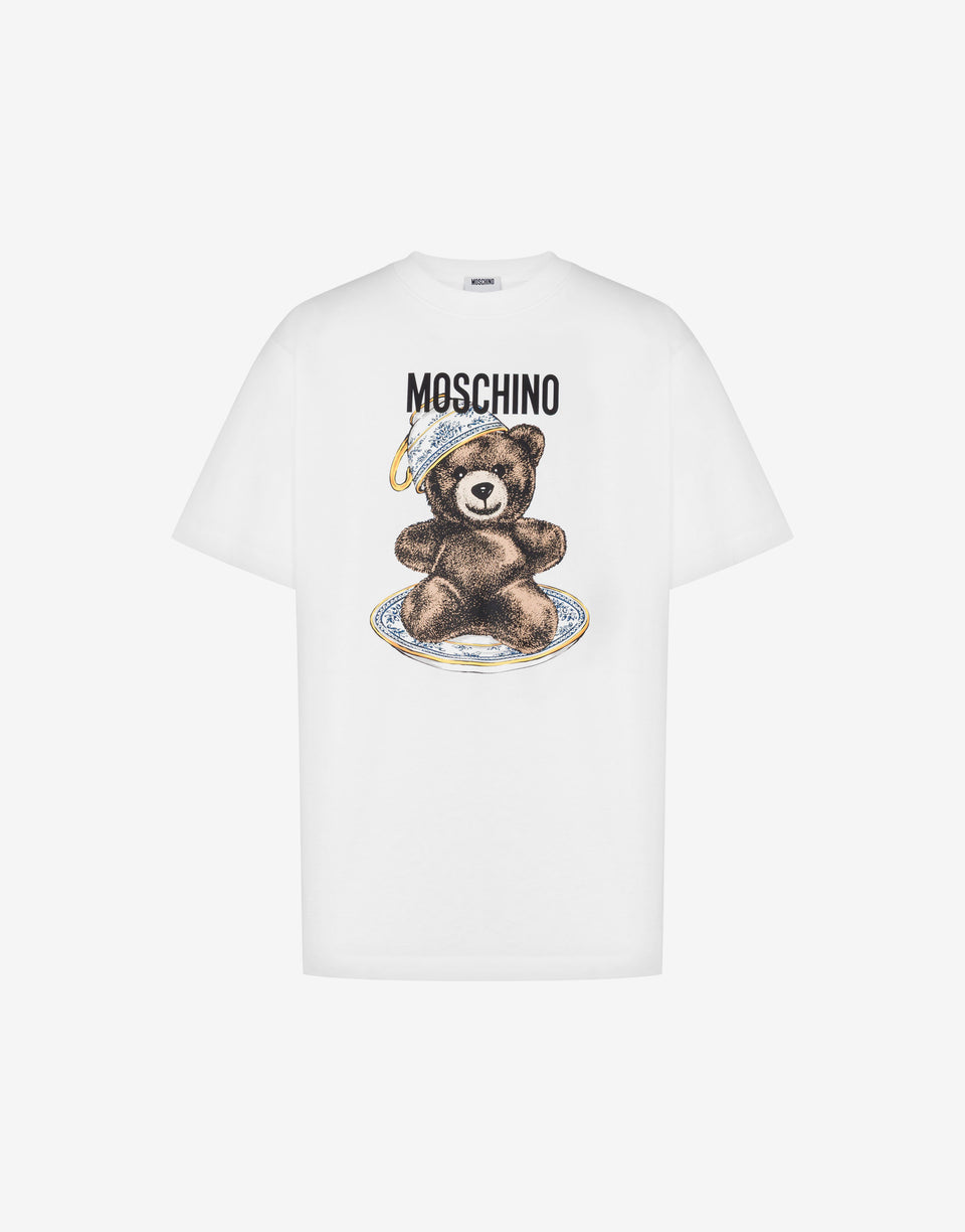 T-shirt in jersey di cotone organico Moschino Teddy Bear Bianco Moschino 0