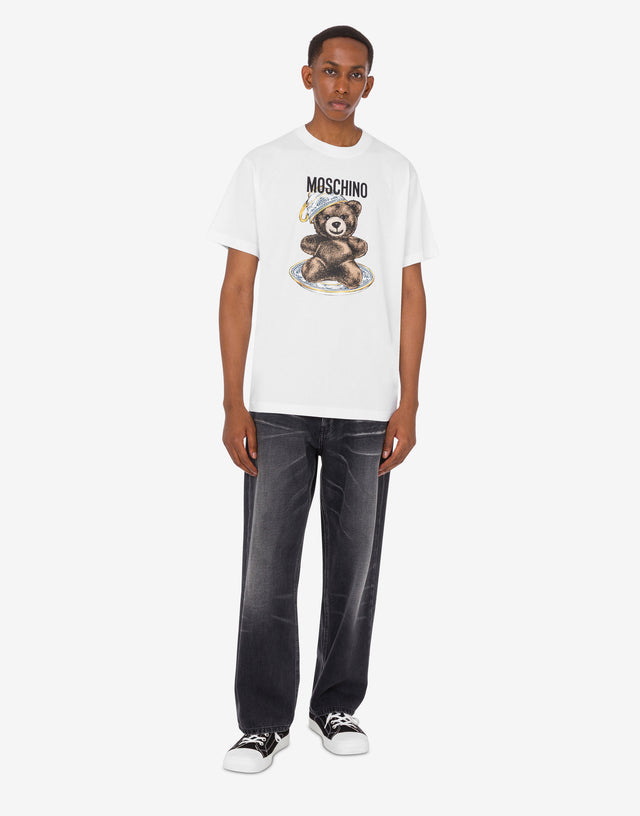 Organic cotton jersey T-shirt Moschino Teddy Bear White Moschino 1