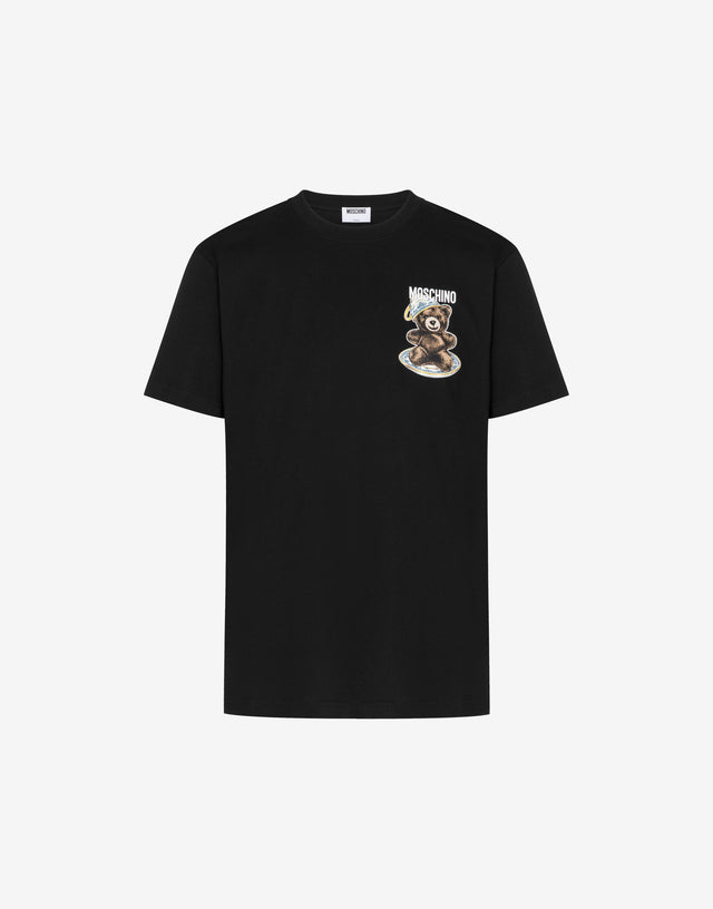 Organic cotton jersey polo shirt Moschino Teddy Bear Black Moschino 0