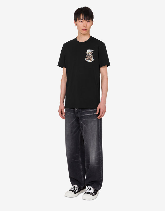Organic cotton jersey polo shirt Moschino Teddy Bear Black Moschino 1
