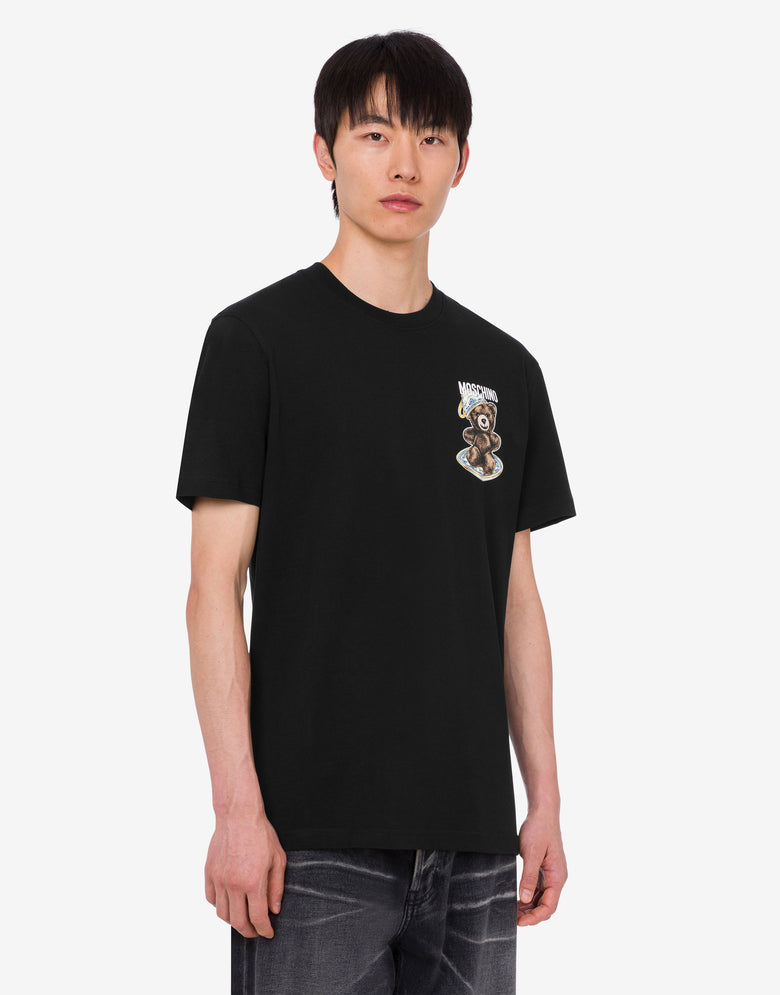 Polo in jersey di cotone organico Moschino Teddy Bear Nero Moschino 2