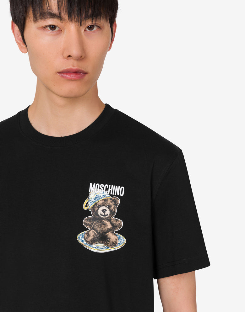 Polo in jersey di cotone organico Moschino Teddy Bear Nero Moschino 4
