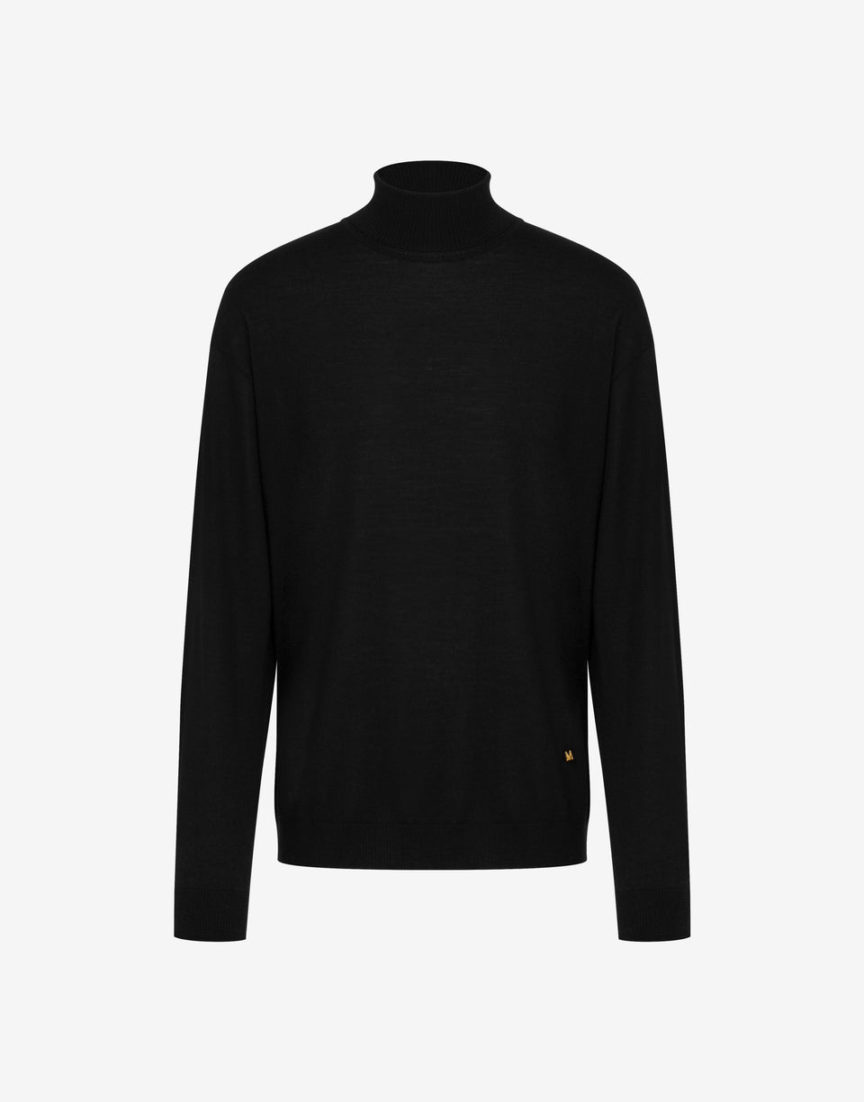 Wool blend turtleneck sweater Golden M Black Moschino 0