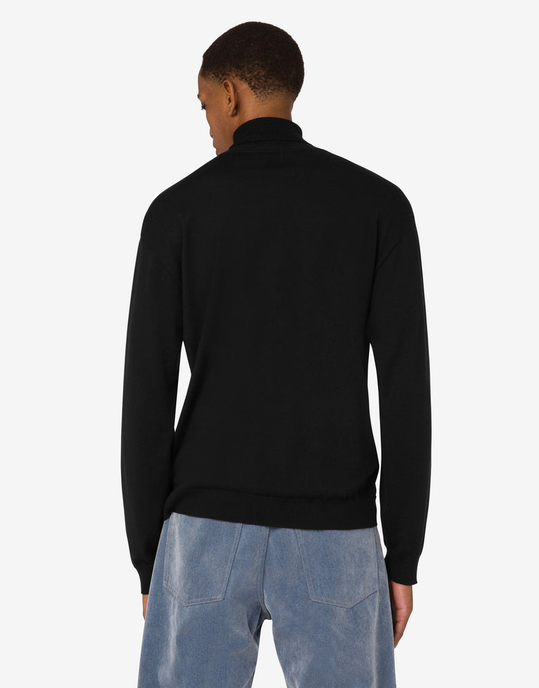 Wool blend turtleneck sweater Golden M Black Moschino 3