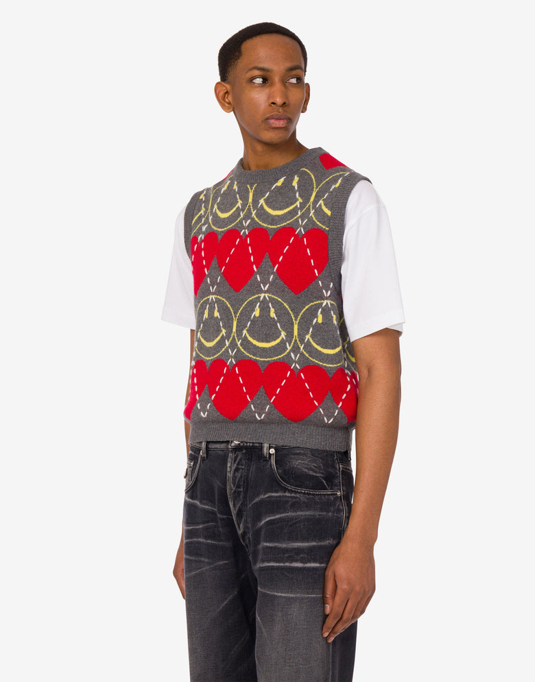 羊毛混纺无袖毛衣Smiley® 灰色 Moschino 2