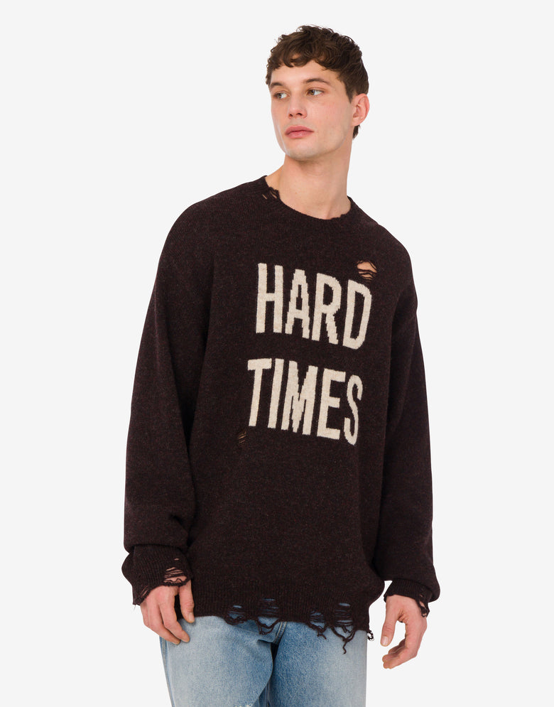 Inlaid shetland wool pullover Dark brown Moschino 2