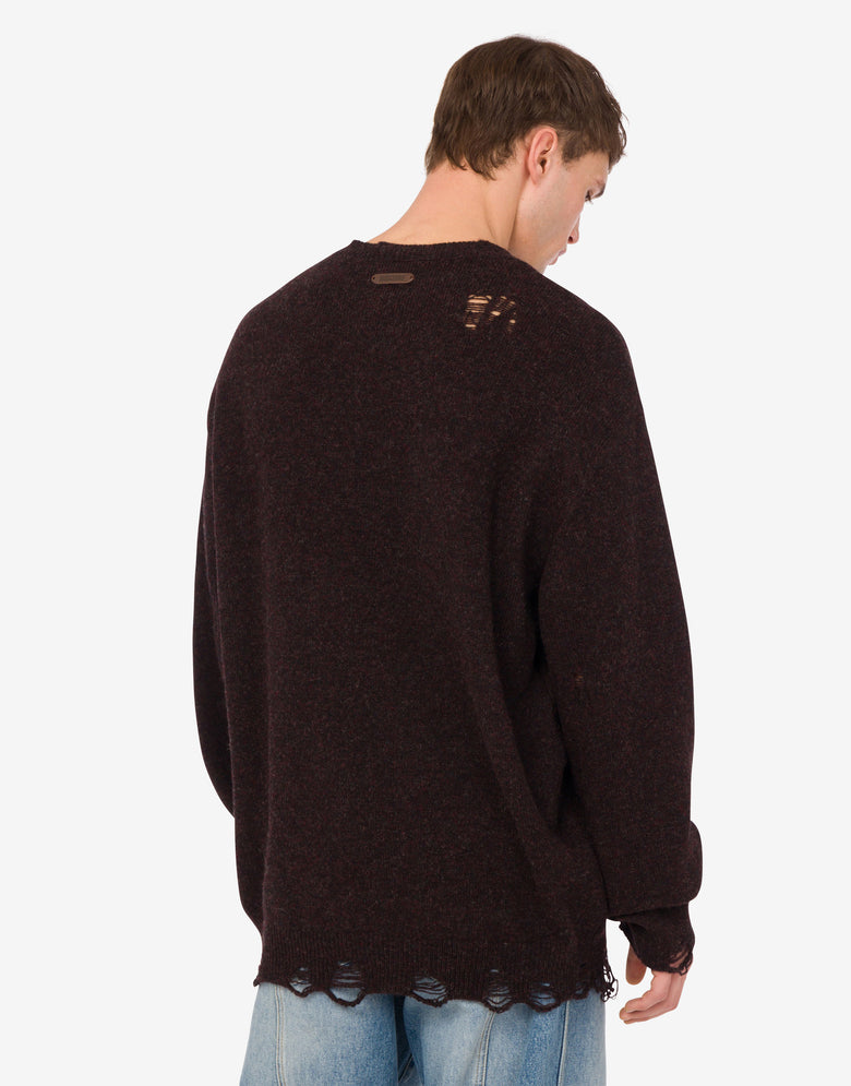 Inlaid shetland wool pullover Dark brown Moschino 3