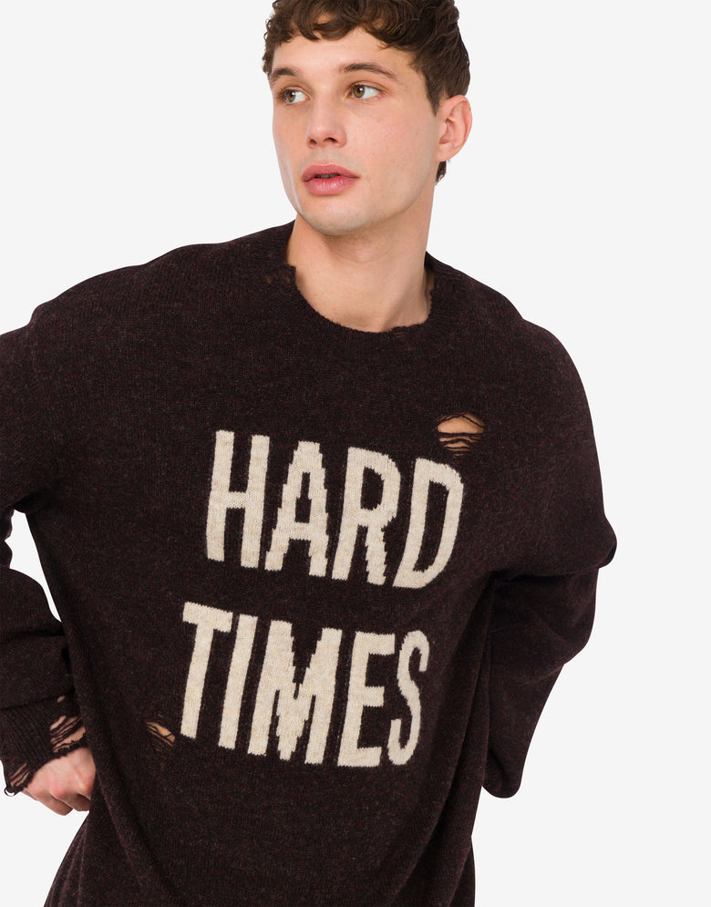 Inlaid shetland wool pullover Dark brown Moschino 4