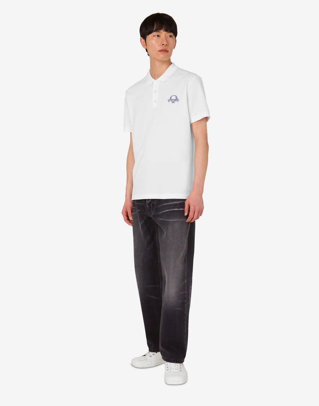 Poloshirt aus Baumwollpiqué Laurel Crown Weiß Moschino 1