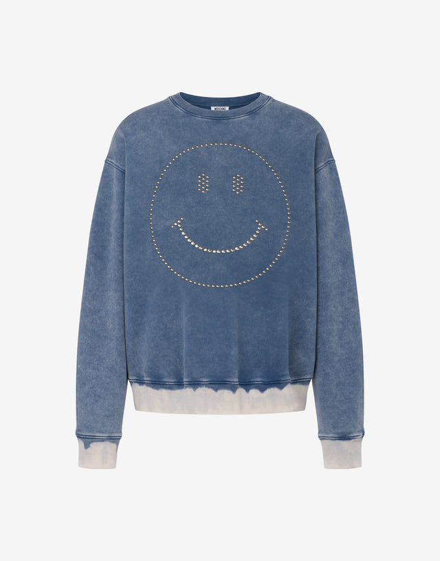Sweat en coton biologique Smiley® Blue denim Moschino 0