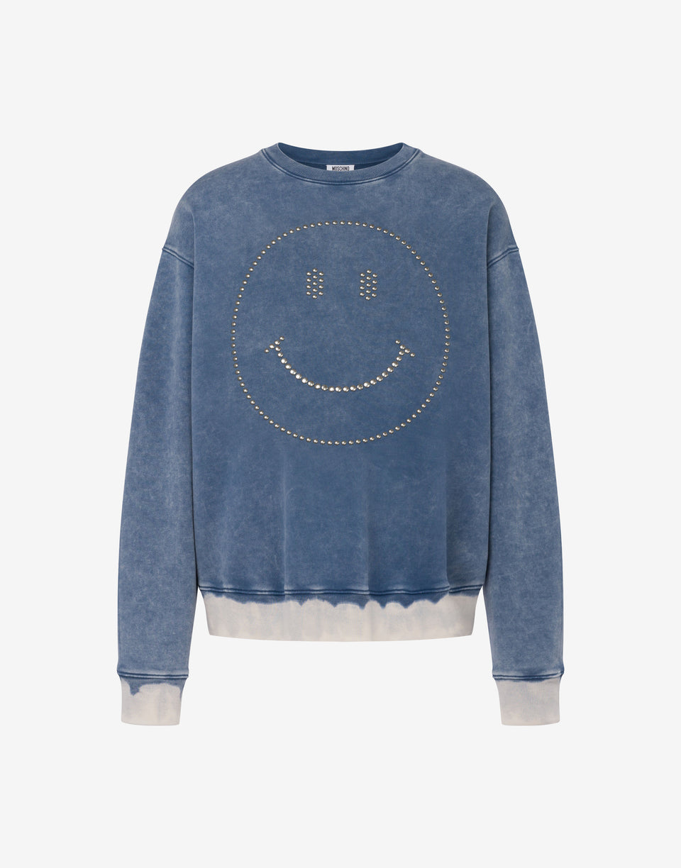 Sweat en coton biologique Smiley® Blue denim Moschino 0