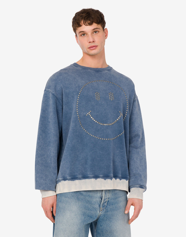 Sweat en coton biologique Smiley® Blue denim Moschino 2