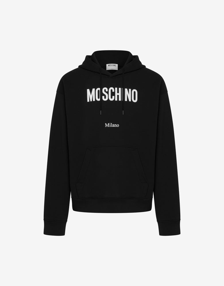 Felpa in cotone organico stampata Nero Moschino 4