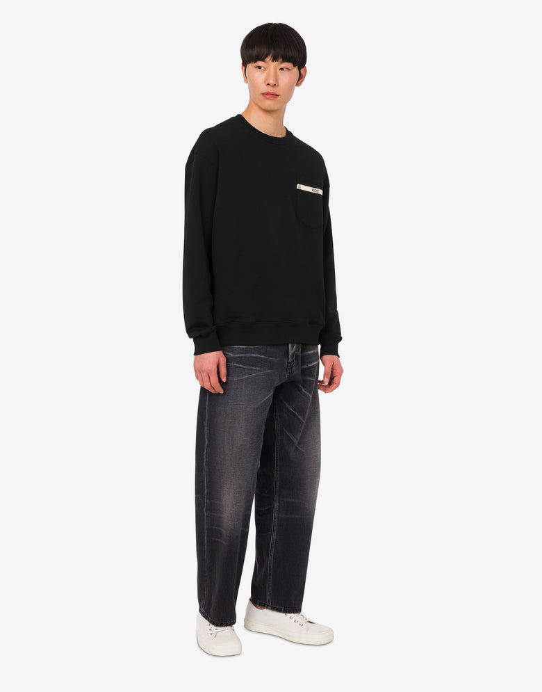 Sweat en coton biologique brodé Noir Moschino 1
