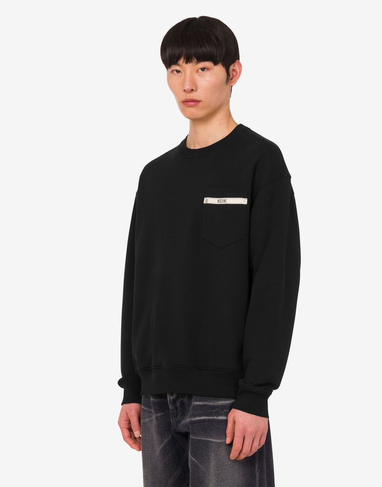 Sweat en coton biologique brodé Noir Moschino 2