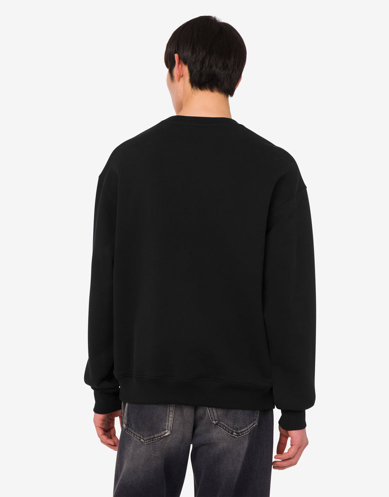 Sweat en coton biologique brodé Noir Moschino 3