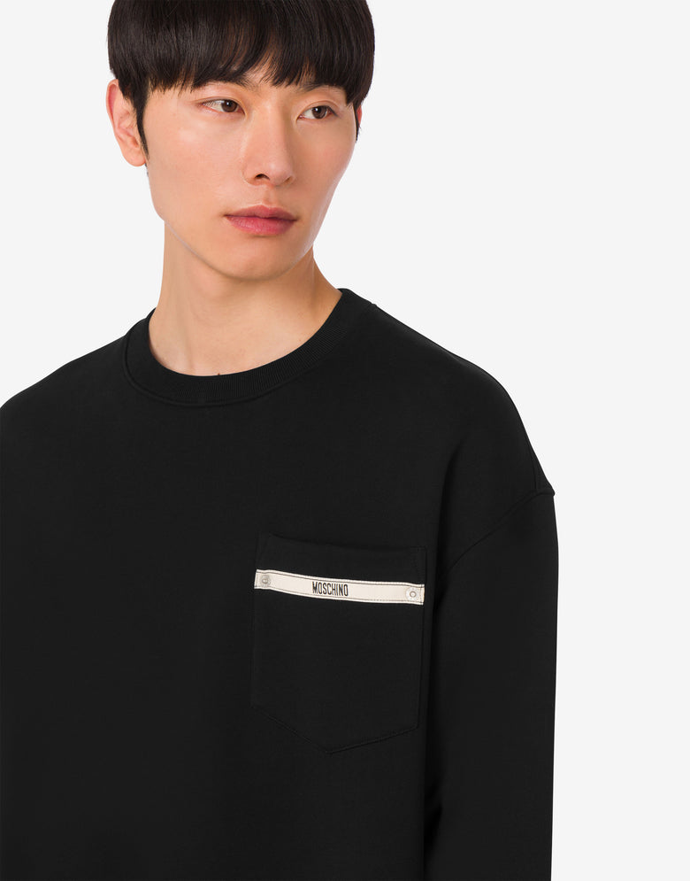 Sweat en coton biologique brodé Noir Moschino 4