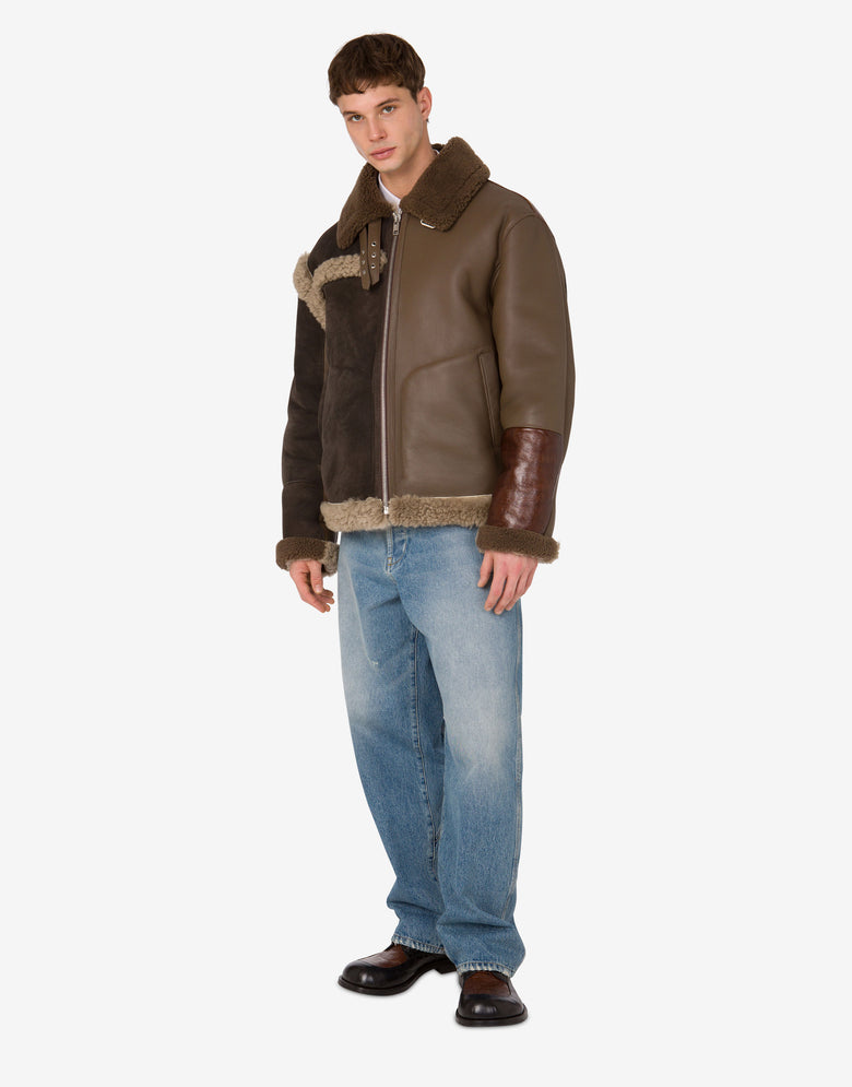 Peau de mouton mélangée à du shearling Marron Moschino 1