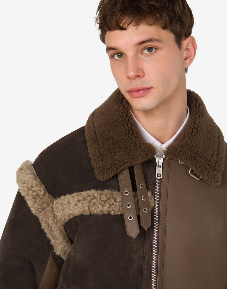 Peau de mouton mélangée à du shearling Marron Moschino 3