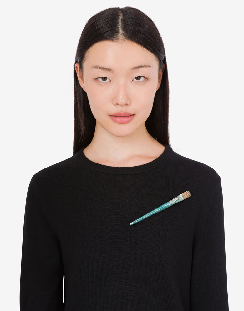 Maxi metal brooch Blue Moschino 3