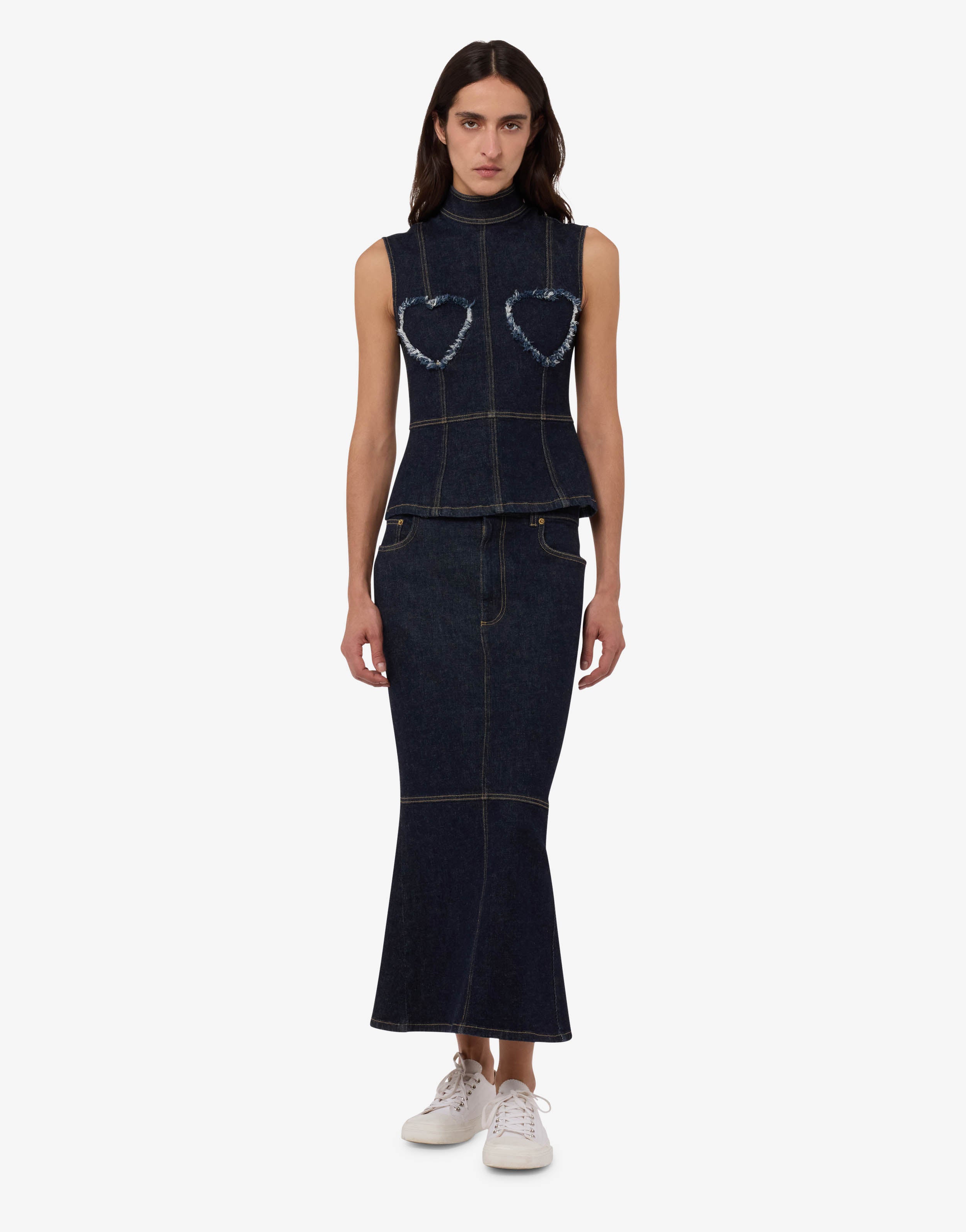 Stretch denim skirt