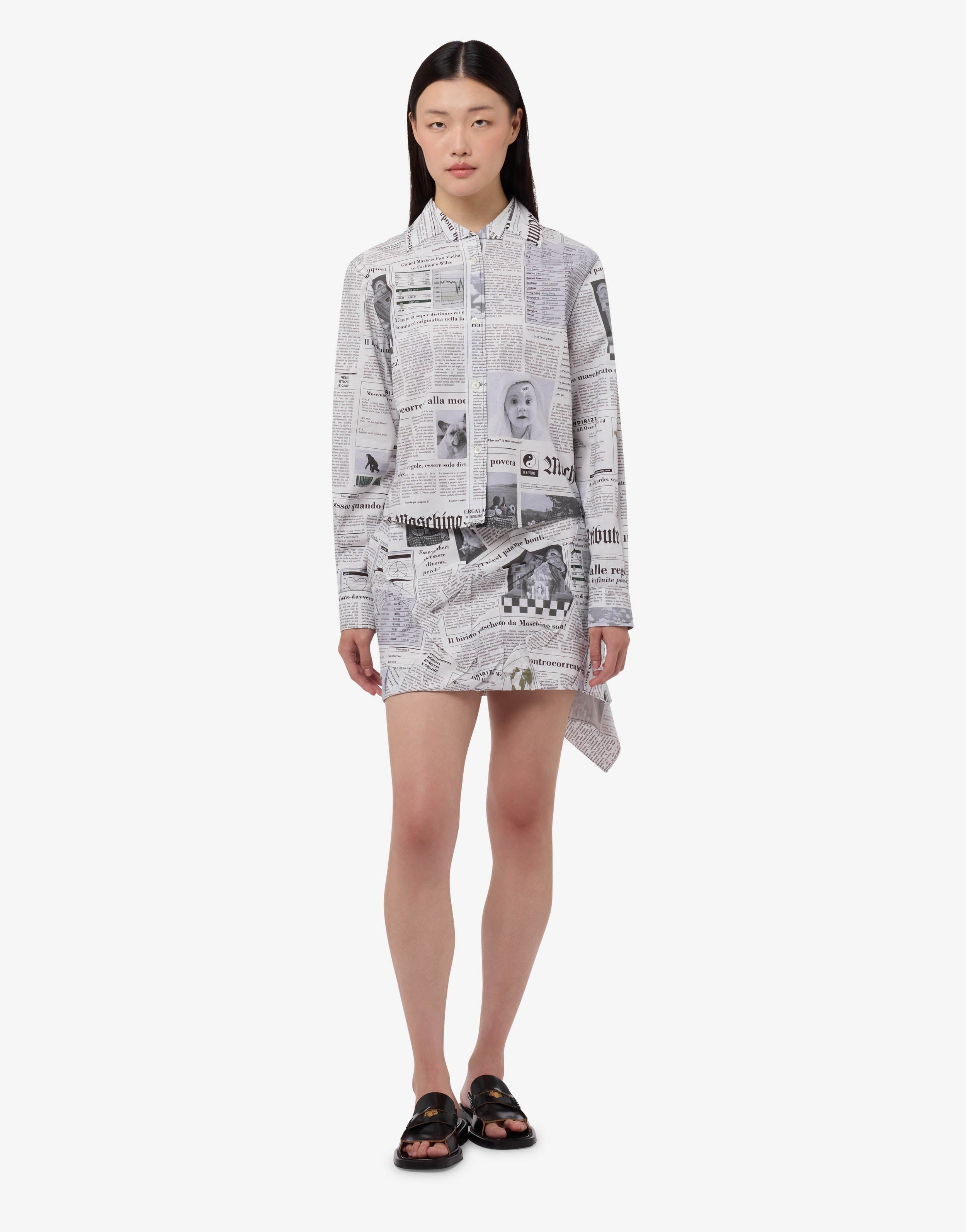 Printed cotton poplin miniskirt | Moschino