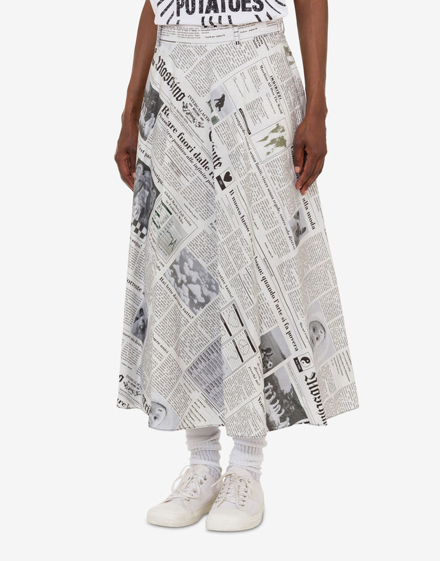 Printed cotton poplin skirt Light grey Moschino 1