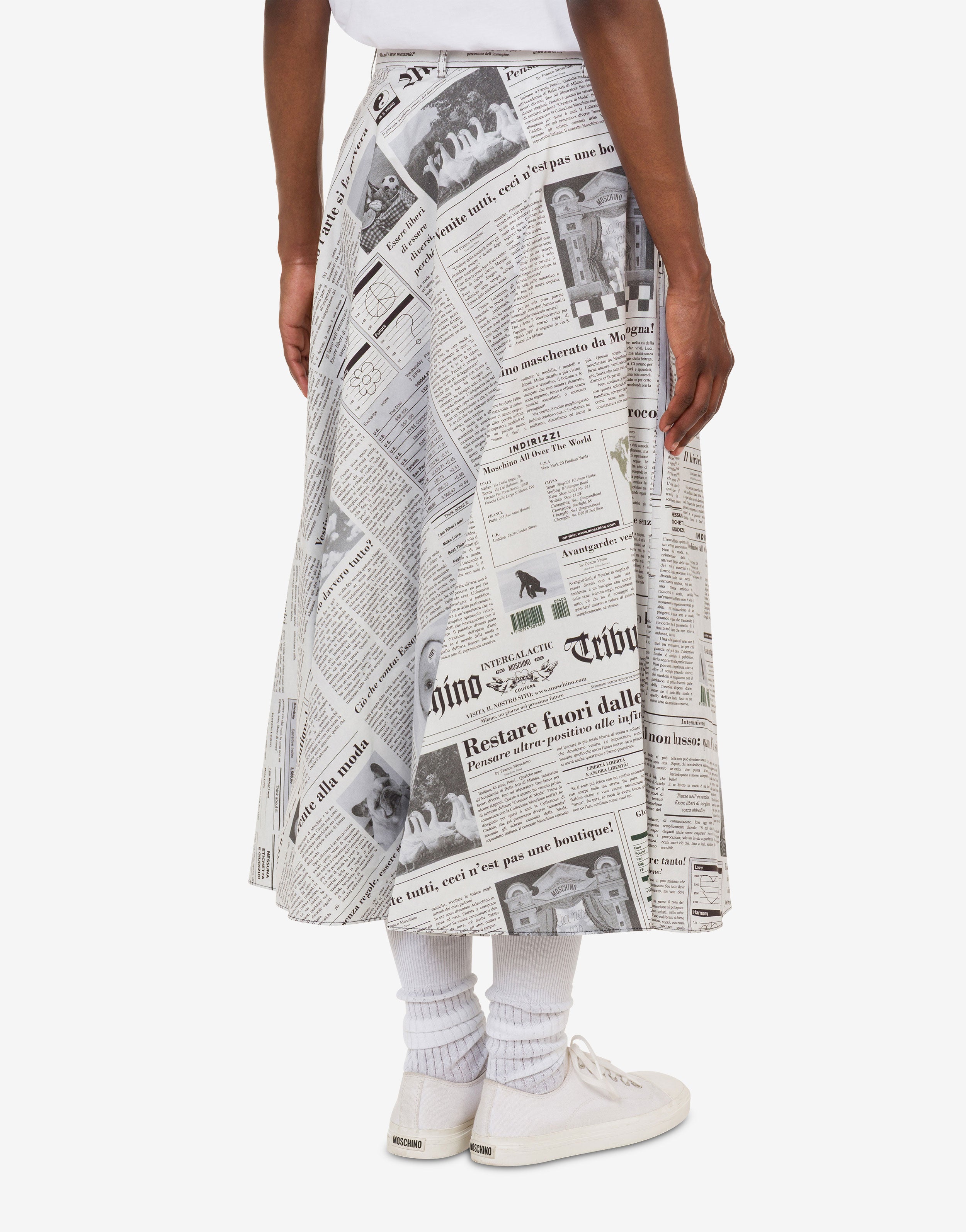 Printed cotton poplin skirt | Moschino