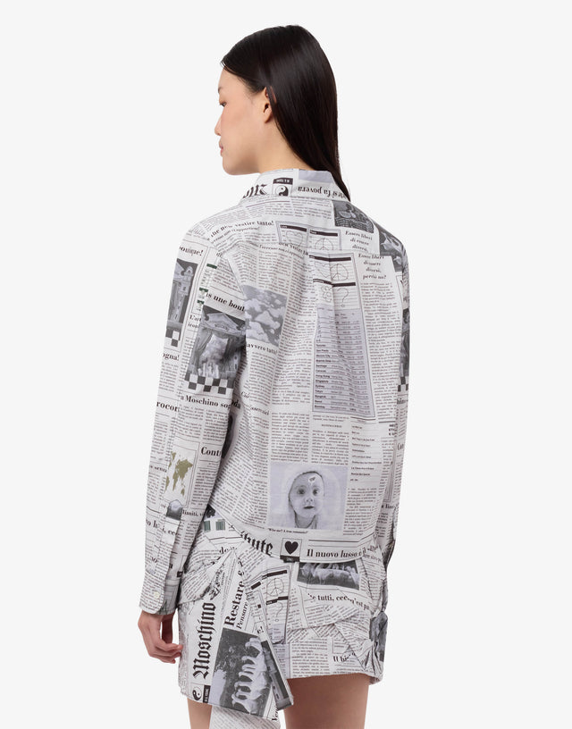 印花棉质平纹布衬衫 白色 Moschino 1