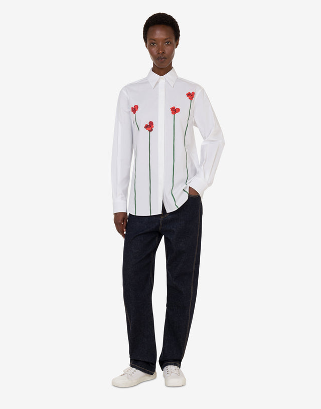 Printed cotton poplin shirt White Moschino 1