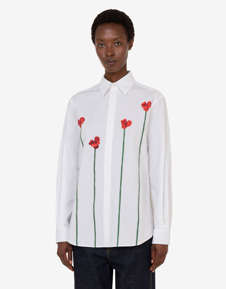 印花棉府绸衬衫 白色 Moschino 2