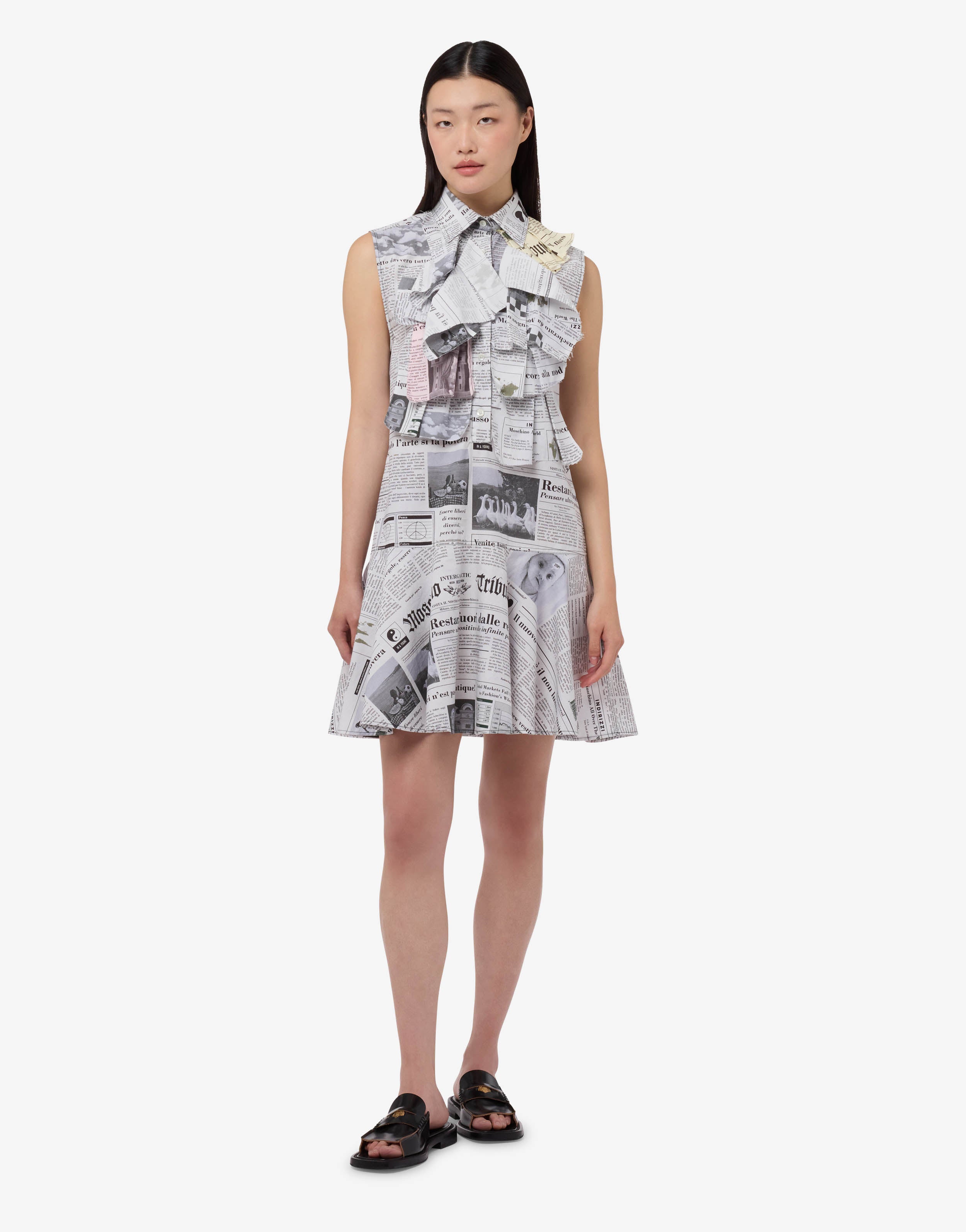 Vestido em popeline de algodão estampado