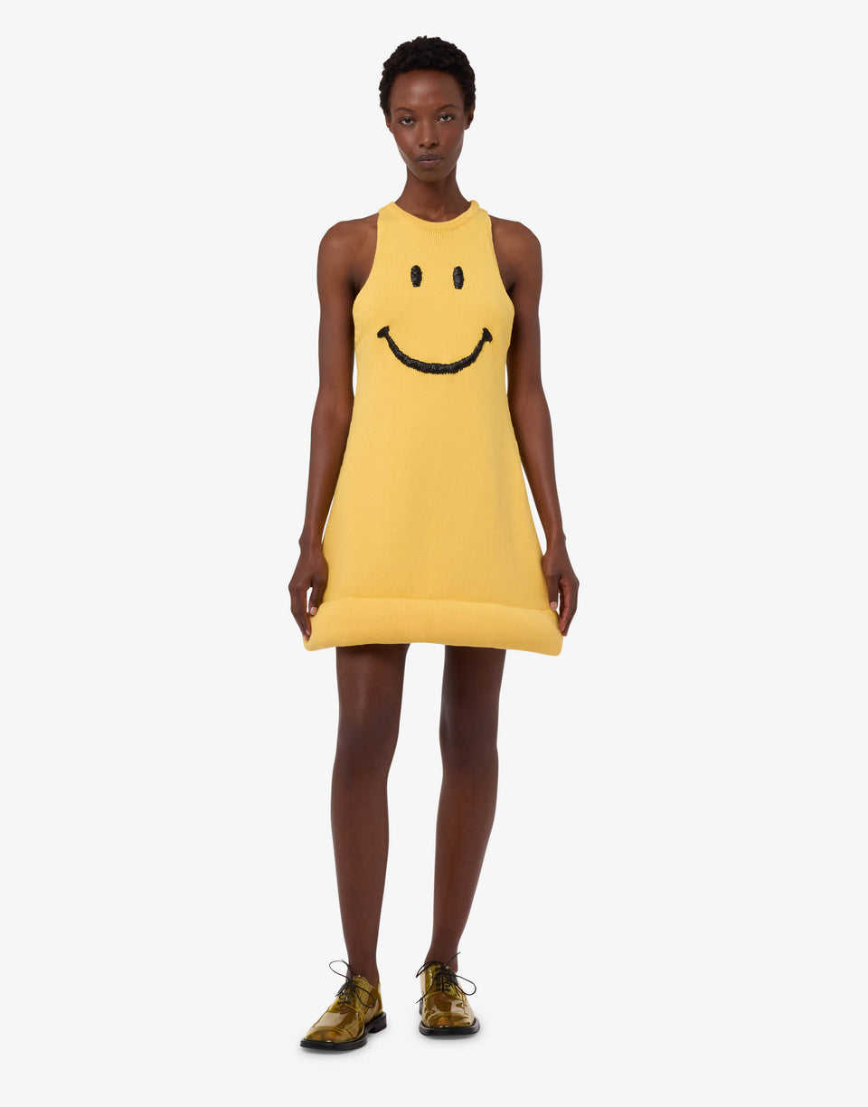 Smiley® organic cotton blend knit dress Yellow Moschino 0