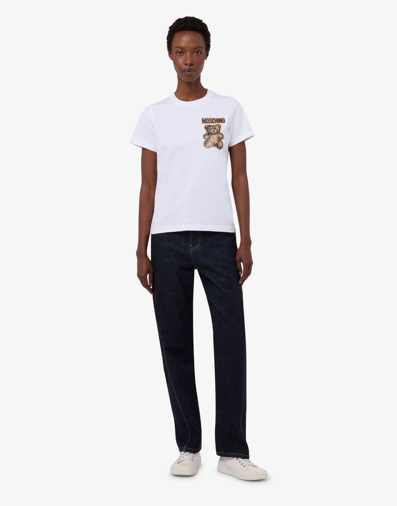T-shirt en jersey de coton biologique Moschino Teddy Bear Blanc Moschino 3