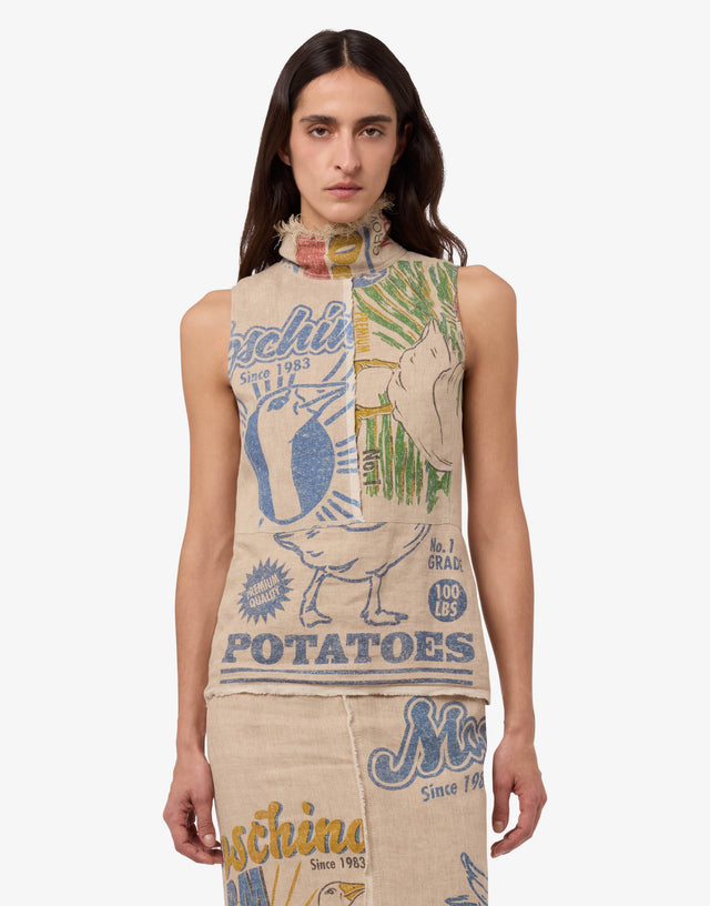 Linen and straw top Light brown Moschino 0