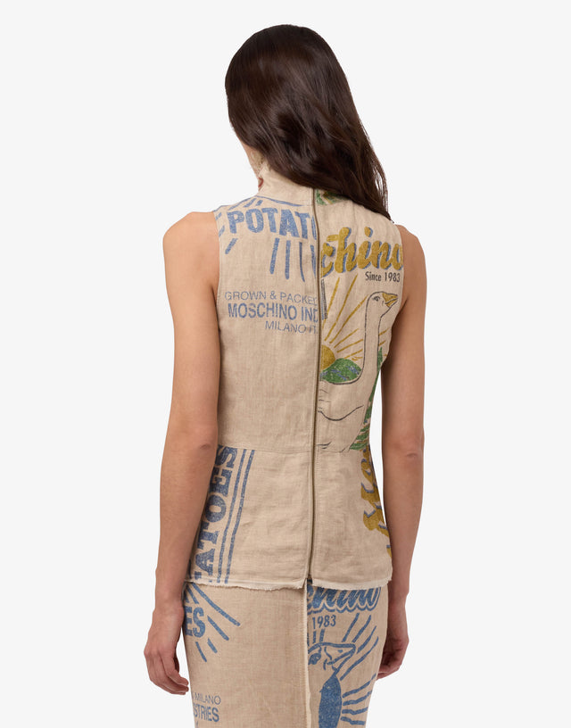 Linen and straw top Light brown Moschino 1