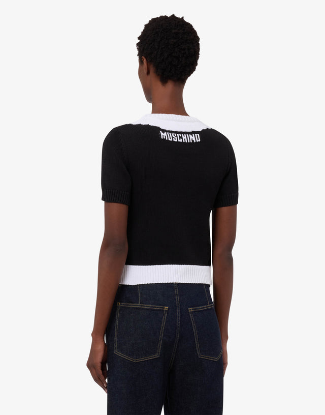 有机棉混纺嵌花针织衫 黑色 Moschino 1