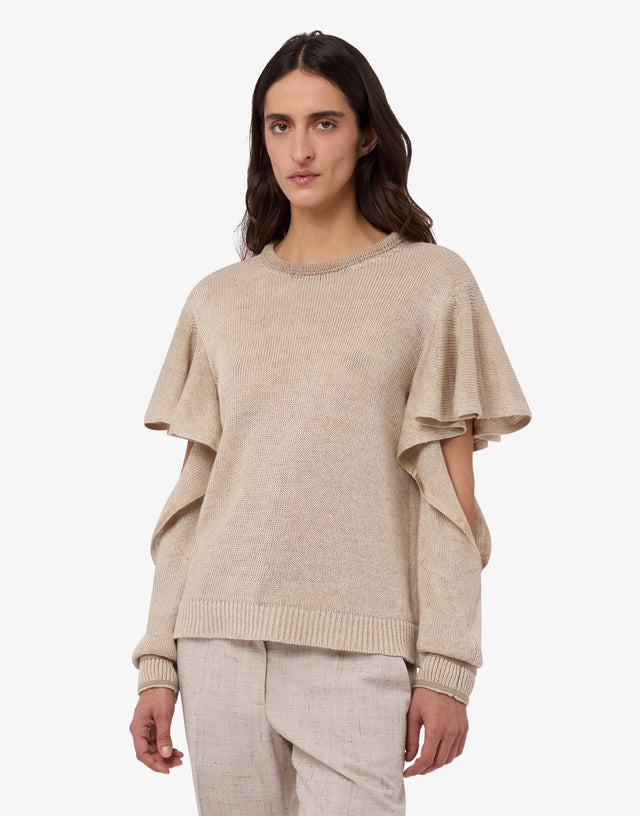 亚麻棉混纺套头衫 浅褐色 Moschino 0