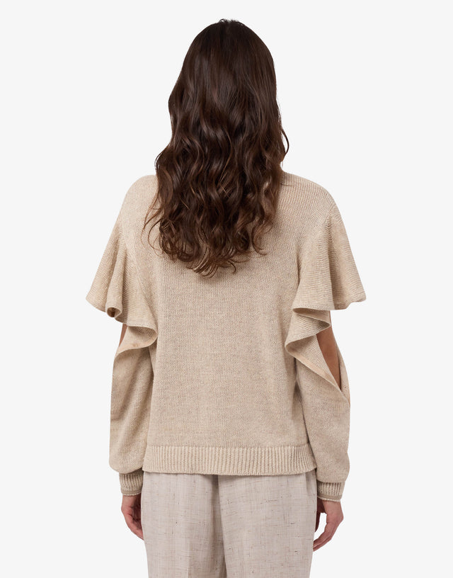 亚麻棉混纺套头衫 浅褐色 Moschino 1