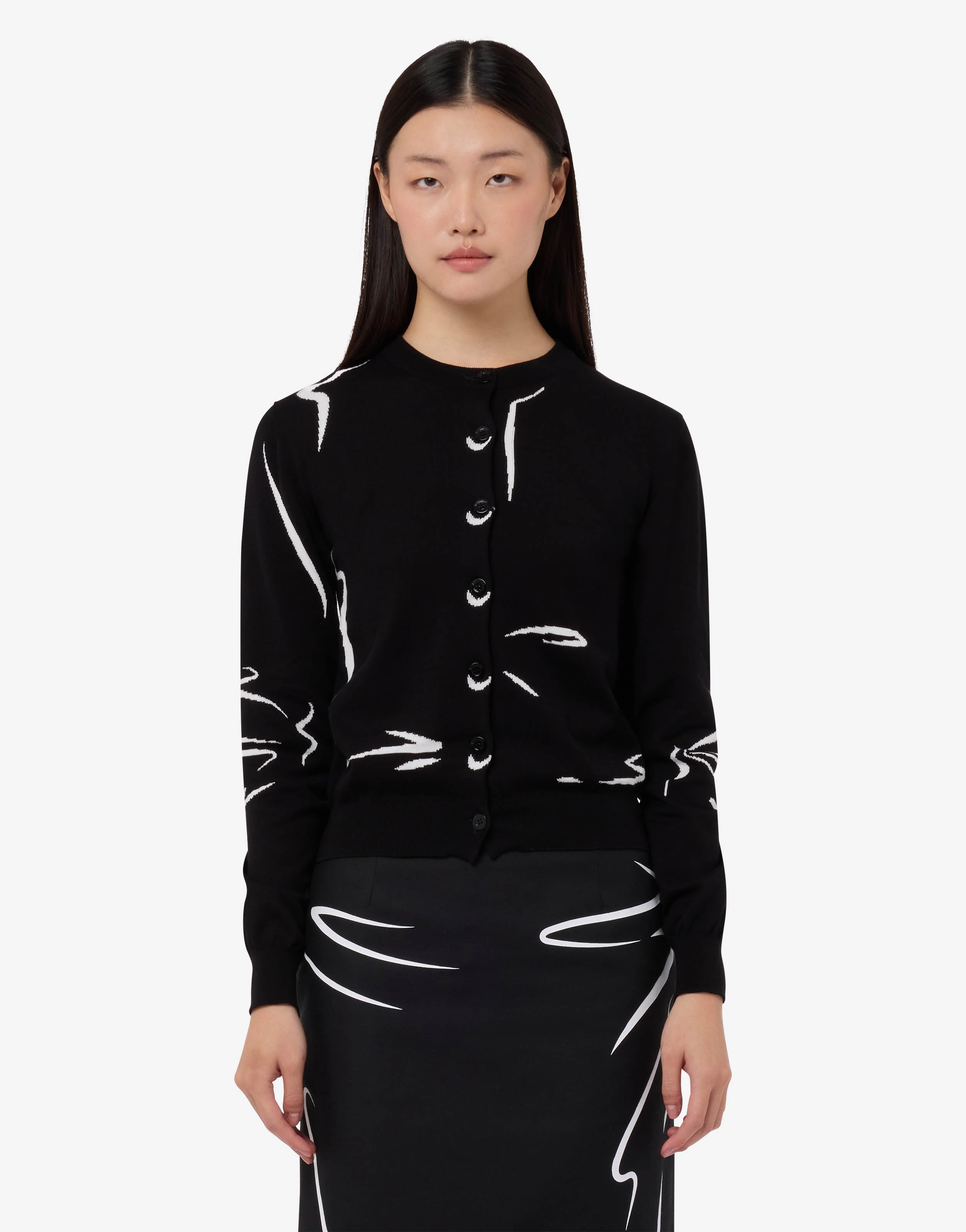 Cardigan in puro cotone intarsiato