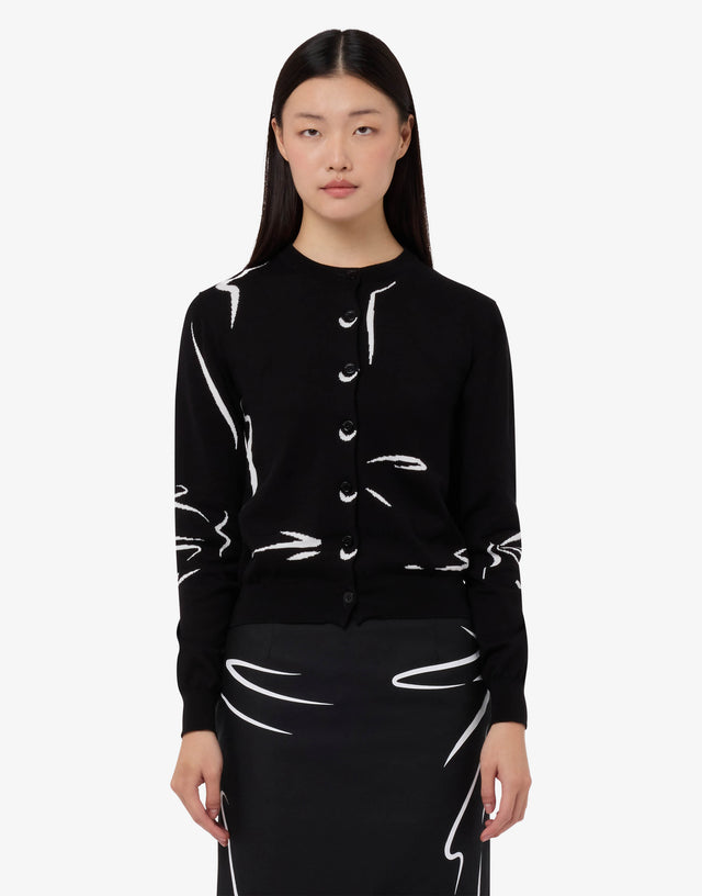 Cardigan em puro algodão com incrustações Negro Moschino 0