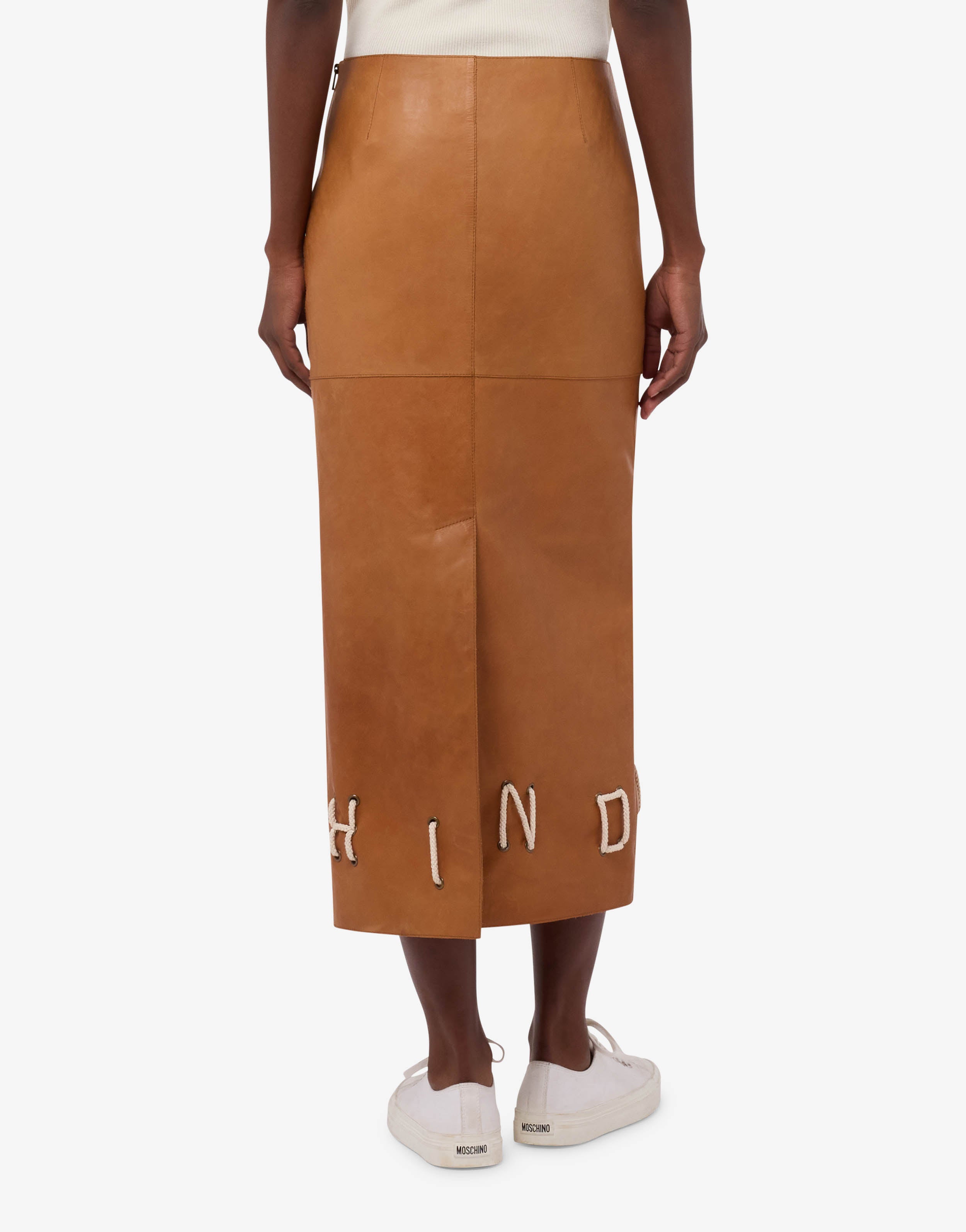 Decorated leather skirt | Moschino