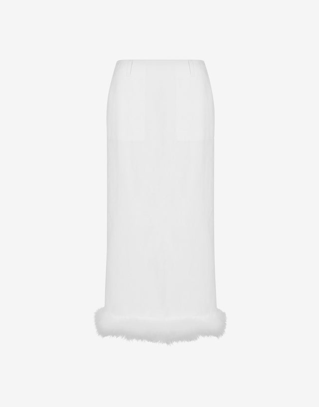 Falda de mezcla de lino teñida en hilo Blanco Moschino 0