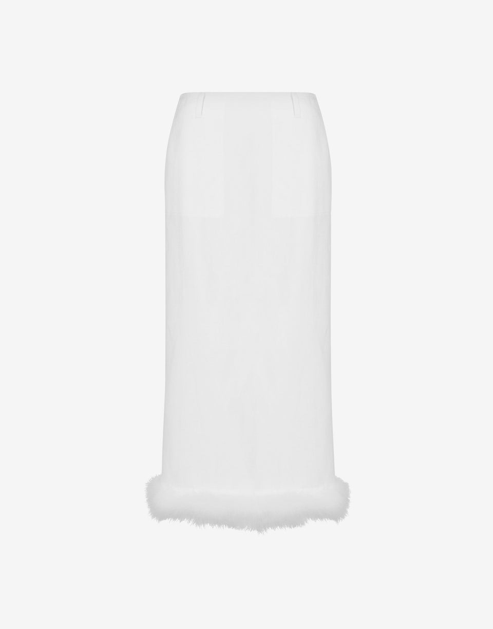 Falda de mezcla de lino teñida en hilo Blanco Moschino 0