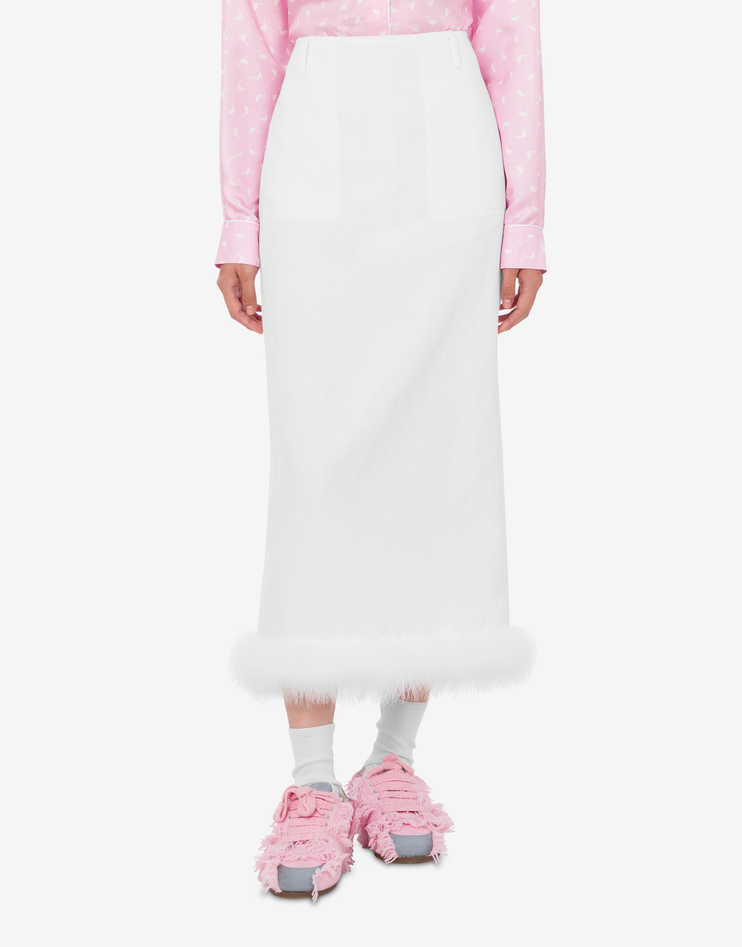 Linen blend yarn-dyed skirt | Moschino