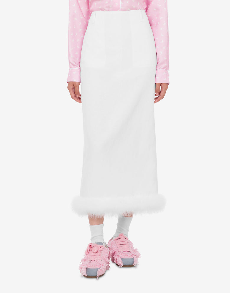 Falda de mezcla de lino teñida en hilo Blanco Moschino 2